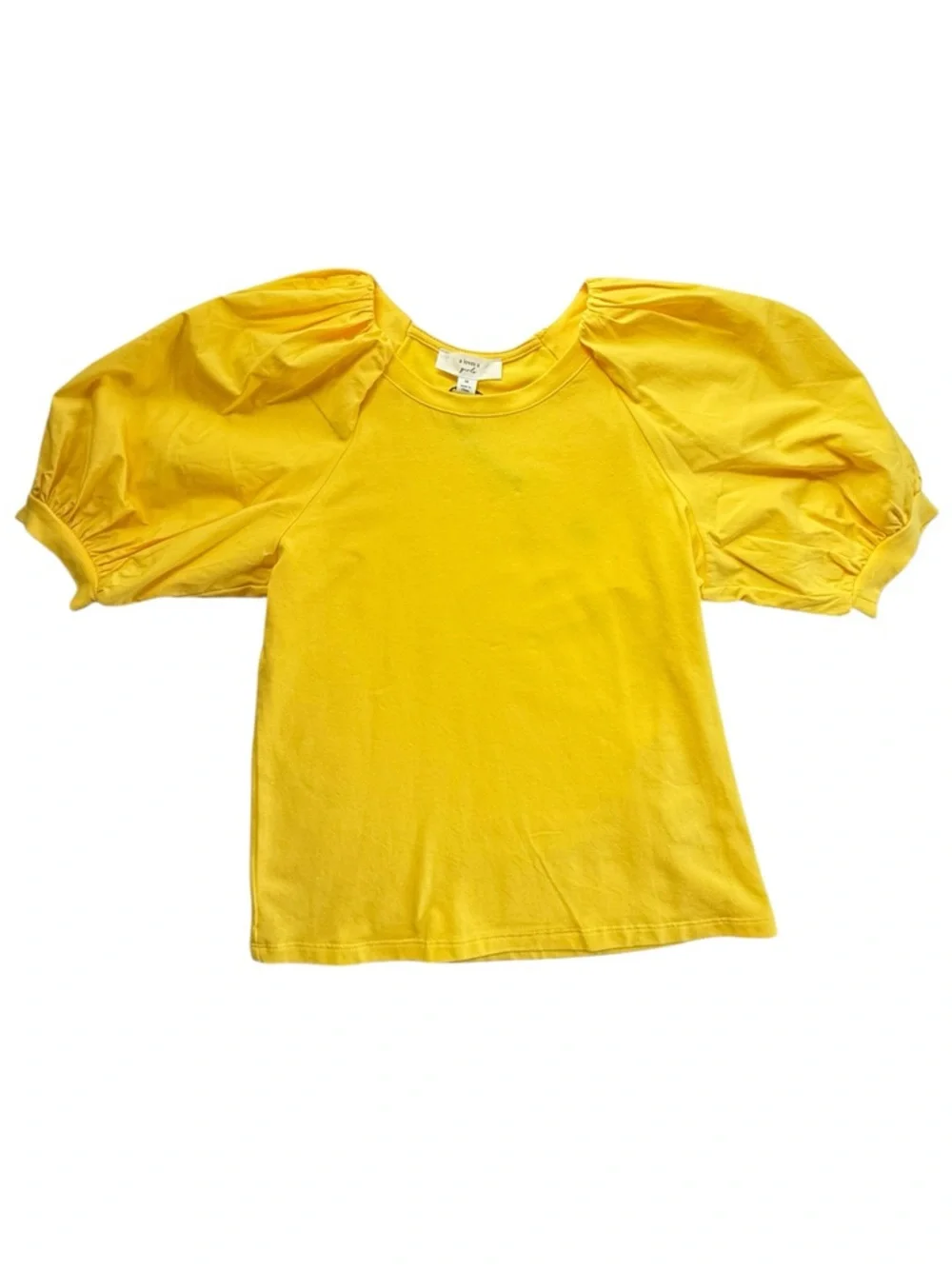 A Loves A Girls 2 Piece Set Yellow Top Floral Shorts Size M 9-10 Puff